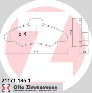 21171.185.1 ZIMMERMANN Brake System Brake Pad Set, disc brake
