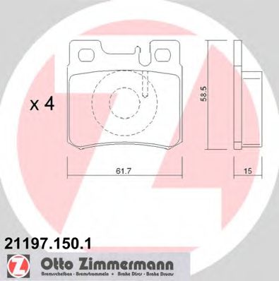 21197.150.1 ZIMMERMANN Brake Pad Set, disc brake