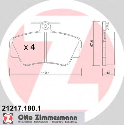 21217.180.1 ZIMMERMANN Brake System Brake Pad Set, disc brake