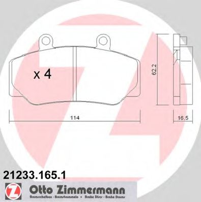 21233.165.1 ZIMMERMANN Тормозная система Комплект тормозных колодок, дисковый тормоз