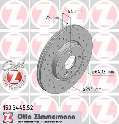 150.3445.52 ZIMMERMANN Brake System Brake Disc