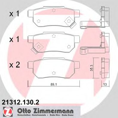 21312.130.2 ZIMMERMANN Brake System Brake Pad Set, disc brake