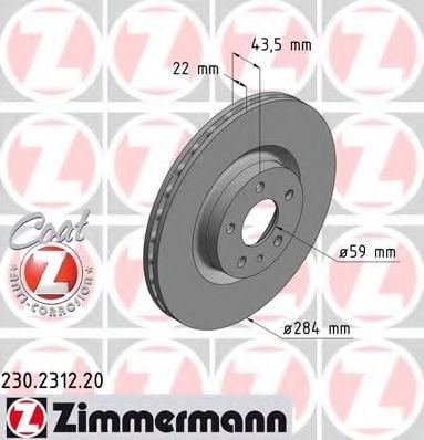 230.2312.20 ZIMMERMANN Brake System Brake Disc