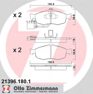 21396.180.1 ZIMMERMANN Brake System Brake Pad Set, disc brake