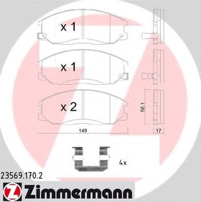 23569.170.2 ZIMMERMANN Brake System Brake Pad Set, disc brake