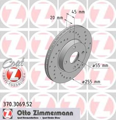 370.3069.52 ZIMMERMANN Brake System Brake Disc