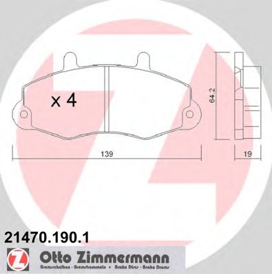 21470.190.1 ZIMMERMANN Brake System Brake Pad Set, disc brake