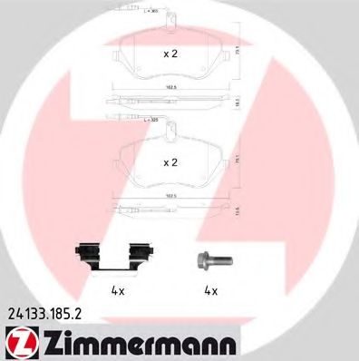 24133.185.2 ZIMMERMANN Brake System Brake Pad Set, disc brake