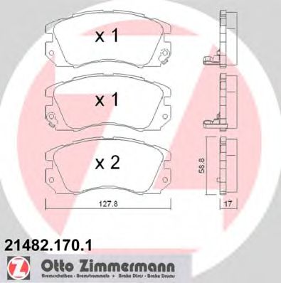 21482.170.1 ZIMMERMANN Brake Pad Set, disc brake
