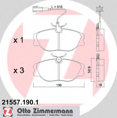21557.190.1 ZIMMERMANN Brake System Brake Pad Set, disc brake
