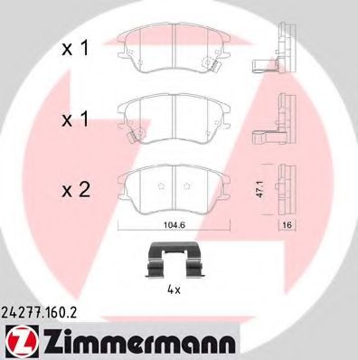 24277.160.2 ZIMMERMANN Brake System Brake Pad Set, disc brake