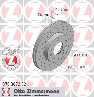 370.3072.52 ZIMMERMANN Brake System Brake Disc
