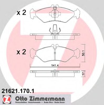 21621.170.1 ZIMMERMANN Тормозная система Комплект тормозных колодок, дисковый тормоз