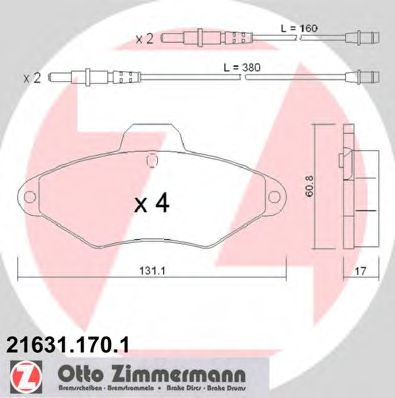 21631.170.1 ZIMMERMANN Тормозная система Комплект тормозных колодок, дисковый тормоз