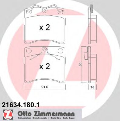 21634.180.1 ZIMMERMANN Brake System Brake Pad Set, disc brake