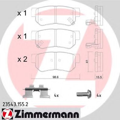 23543.155.2 ZIMMERMANN Brake System Brake Pad Set, disc brake