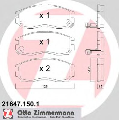 21647.150.1 ZIMMERMANN Brake System Brake Pad Set, disc brake