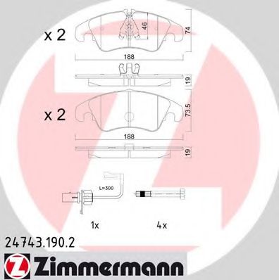 24743.190.2 ZIMMERMANN Brake System Brake Pad Set, disc brake