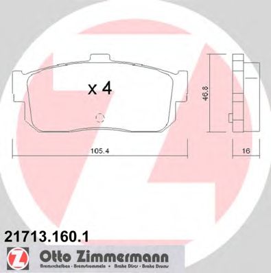 21713.160.1 ZIMMERMANN Brake System Brake Pad Set, disc brake