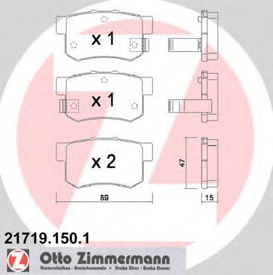 21719.150.1 ZIMMERMANN Brake System Brake Pad Set, disc brake