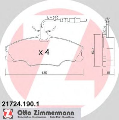 21724.190.1 ZIMMERMANN Brake System Brake Pad Set, disc brake
