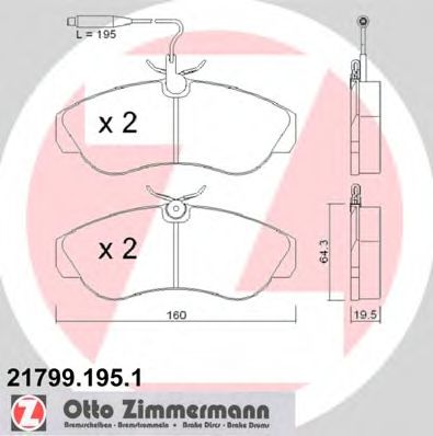 21799.195.1 ZIMMERMANN Тормозная система Комплект тормозных колодок, дисковый тормоз