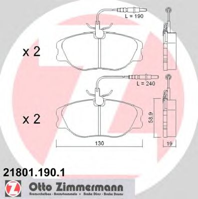 21801.190.1 ZIMMERMANN Brake System Brake Pad Set, disc brake