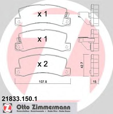 21833.150.1 ZIMMERMANN Brake System Brake Pad Set, disc brake