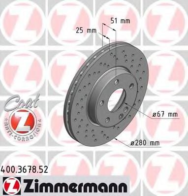 400.3678.52 ZIMMERMANN Brake System Brake Disc