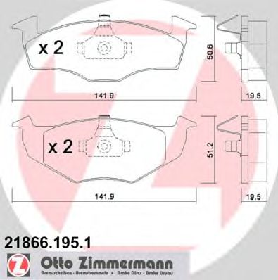 21866.195.1 ZIMMERMANN Тормозная система Комплект тормозных колодок, дисковый тормоз
