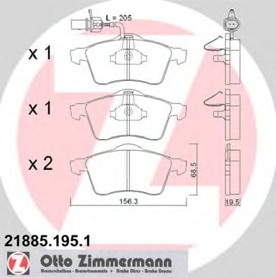 21885.195.1 ZIMMERMANN Brake System Brake Pad Set, disc brake