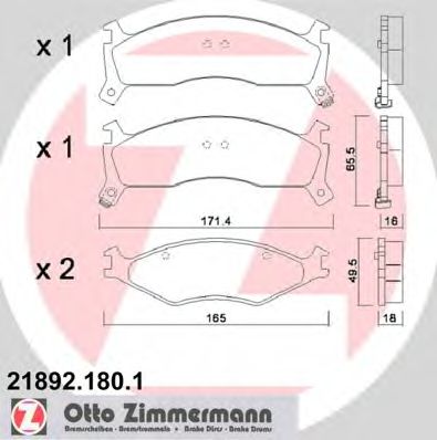 21892.180.1 ZIMMERMANN Brake Pad Set, disc brake