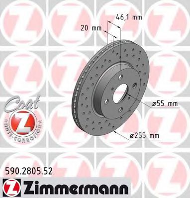 590.2805.52 ZIMMERMANN Brake System Brake Disc