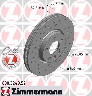 600.3249.52 ZIMMERMANN Brake System Brake Disc