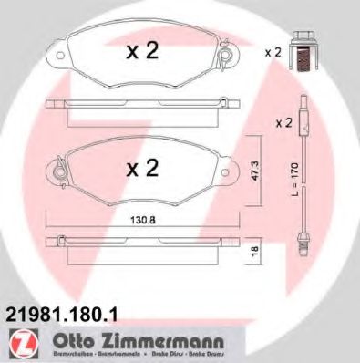 21981.180.1 ZIMMERMANN Brake Pad Set, disc brake