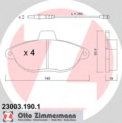 23003.190.1 ZIMMERMANN Brake Pad Set, disc brake