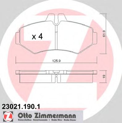 23021.190.1 ZIMMERMANN Тормозная система Комплект тормозных колодок, дисковый тормоз