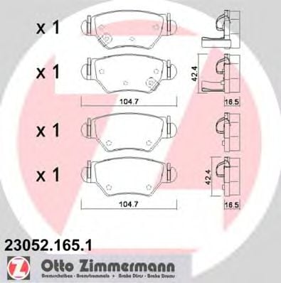23052.165.1 ZIMMERMANN Brake Pad Set, disc brake