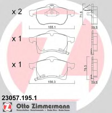 23057.195.1 ZIMMERMANN Brake System Brake Pad Set, disc brake