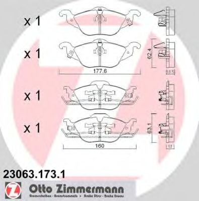 23063.173.1 ZIMMERMANN Brake System Brake Pad Set, disc brake