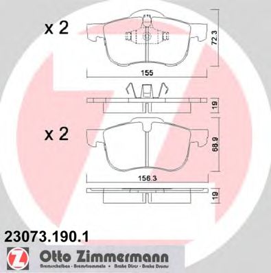 23073.190.1 ZIMMERMANN Brake System Brake Pad Set, disc brake