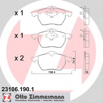 23106.190.1 ZIMMERMANN Brake Pad Set, disc brake