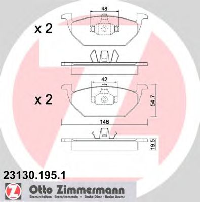 23130.195.1 ZIMMERMANN Тормозная система Комплект тормозных колодок, дисковый тормоз