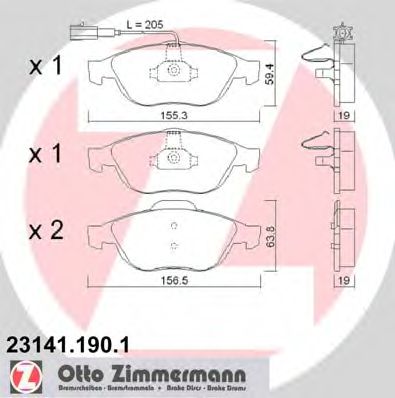 23141.190.1 ZIMMERMANN Brake System Brake Pad Set, disc brake