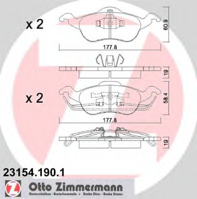 23154.190.1 ZIMMERMANN Brake System Brake Pad Set, disc brake