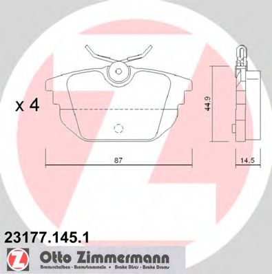 23177.145.1 ZIMMERMANN Тормозная система Комплект тормозных колодок, дисковый тормоз