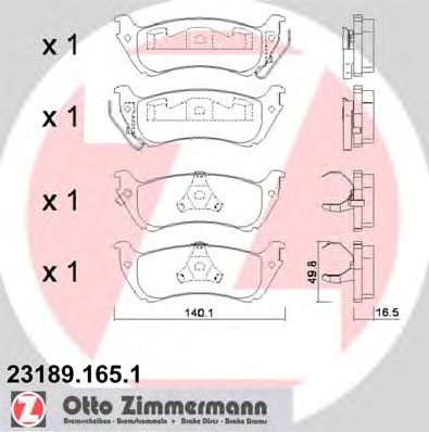 23189.165.1 ZIMMERMANN Brake System Brake Pad Set, disc brake