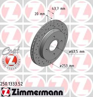250.1333.52 ZIMMERMANN Brake System Brake Disc