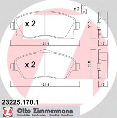 23225.170.1 ZIMMERMANN Brake System Brake Pad Set, disc brake
