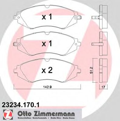 23234.170.1 ZIMMERMANN Brake System Brake Pad Set, disc brake